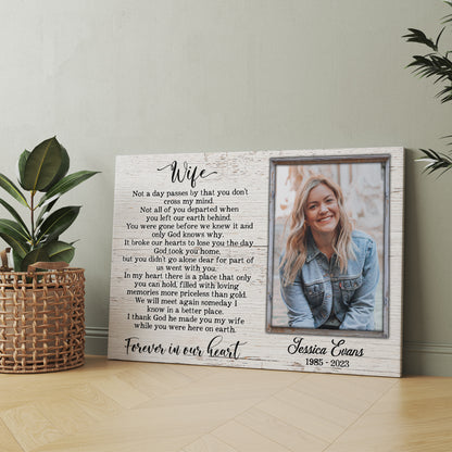 Personalized Wife Memorial Photo Not A Day Passes By Wife Canvas Prints And Poster