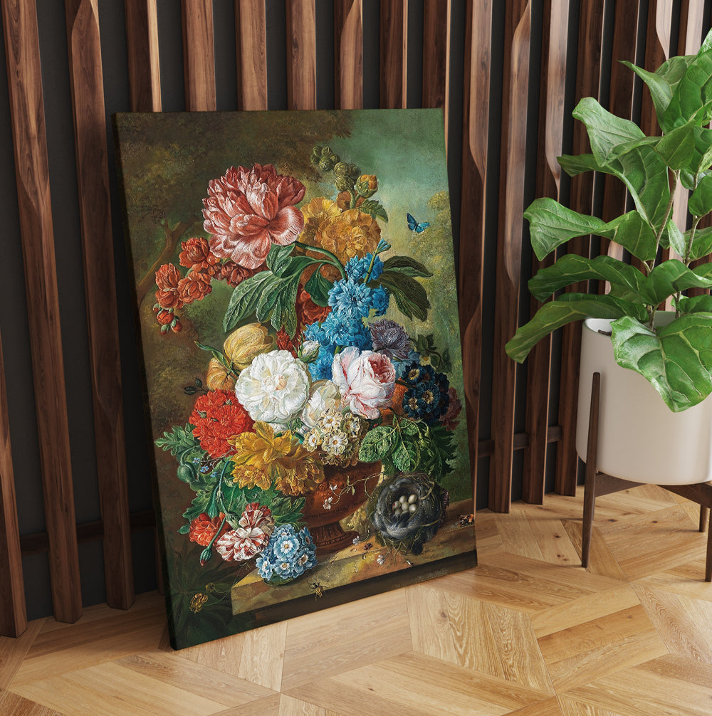 Vintage Still Life Of Flowers In A Vase Painting Canvas Prints And Poster,  Vintage Gothic Floral Wall Art, Vintage Flower Painting - Wolfantique