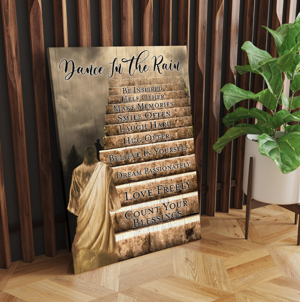 Count Your Blessings Stairs Qoute Jesus Stairway To Heaven Canvas Prints