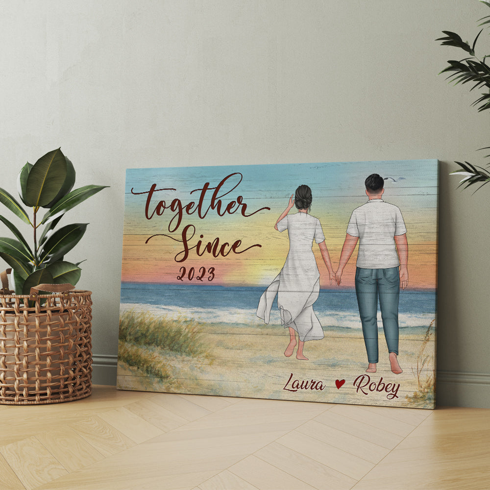 Personalized Couple Together Since Holding Hand Walking Canvas Prints And Poster