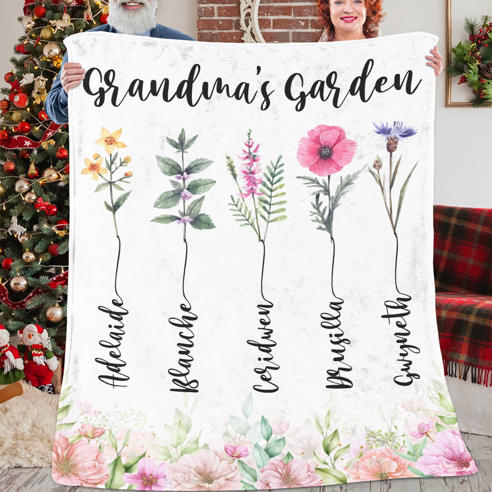 Personalized Gift Ideas For Mom - Mom/Grandma's Garden Birth Month Flower  Blanket