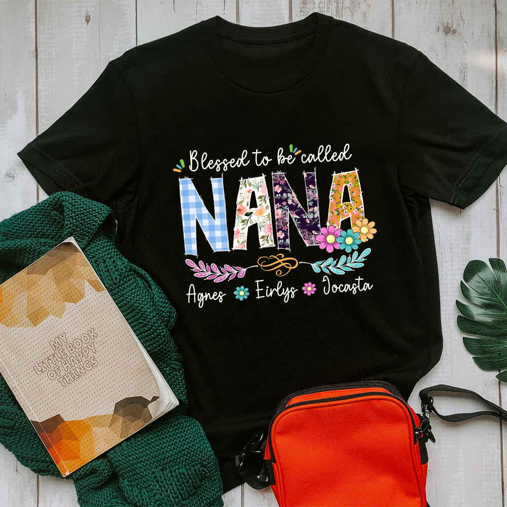 Personalized  Wildflowers Nana With Children's Names T-Shirt