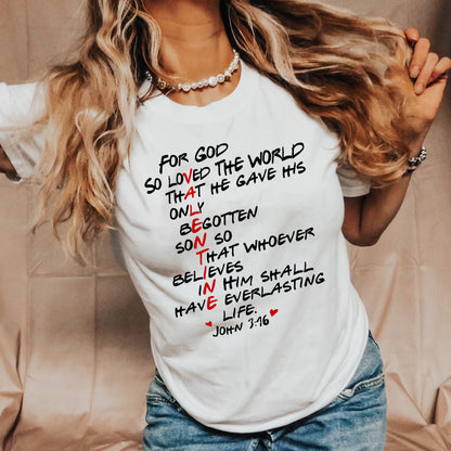 For God So Loved The World Christian Valentines Day John 3:16 T-Shirt