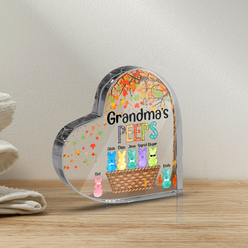Personalized Grandma's Peeps Custom Grandma with Grandkids Heart Acrylic Plaque