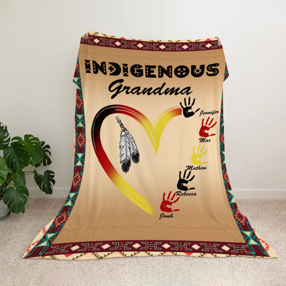 Personalized Custom Names Indigenous Grandma Native American Blanket