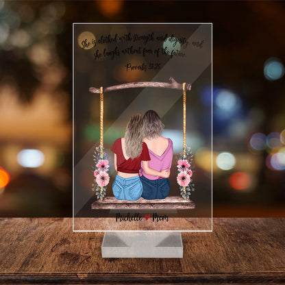 Personalized Mom And Daughter Proverbs 31.25 She is Clothed With Strength And Dignity Acrylic Plaque