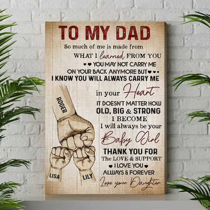 Personalized Fist Bump Dad And Childs Hand To My Dad From Daughter Canvas Prints And Poster