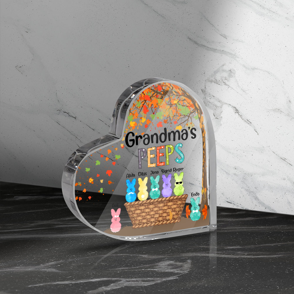 Personalized Grandma's Peeps Custom Grandma with Grandkids Heart Acrylic Plaque