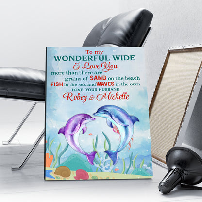 Personalized Custom Name To My Wonderful Wide Your Husband Dolphin Couple Canvas Prints