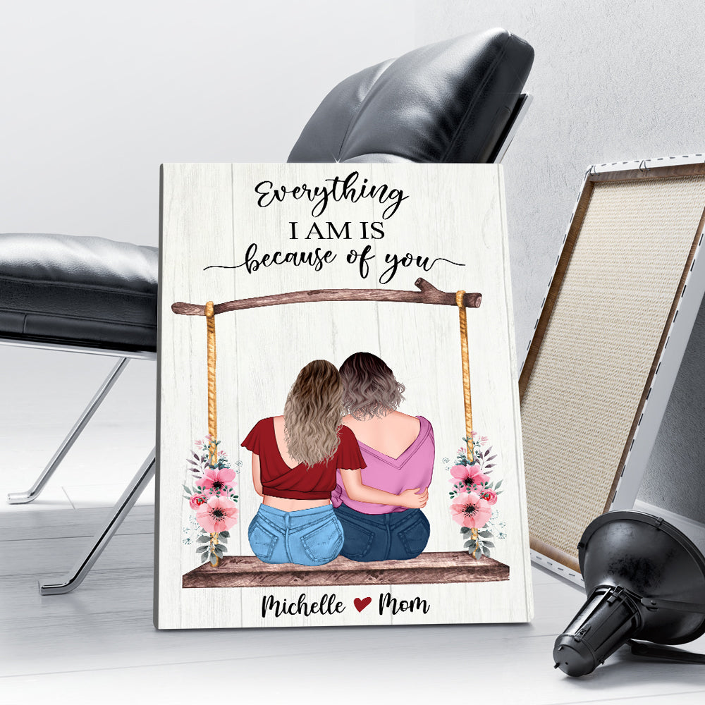 Personalized Mom And Daughter Everything I Am Is Because Of You Canvas Prints