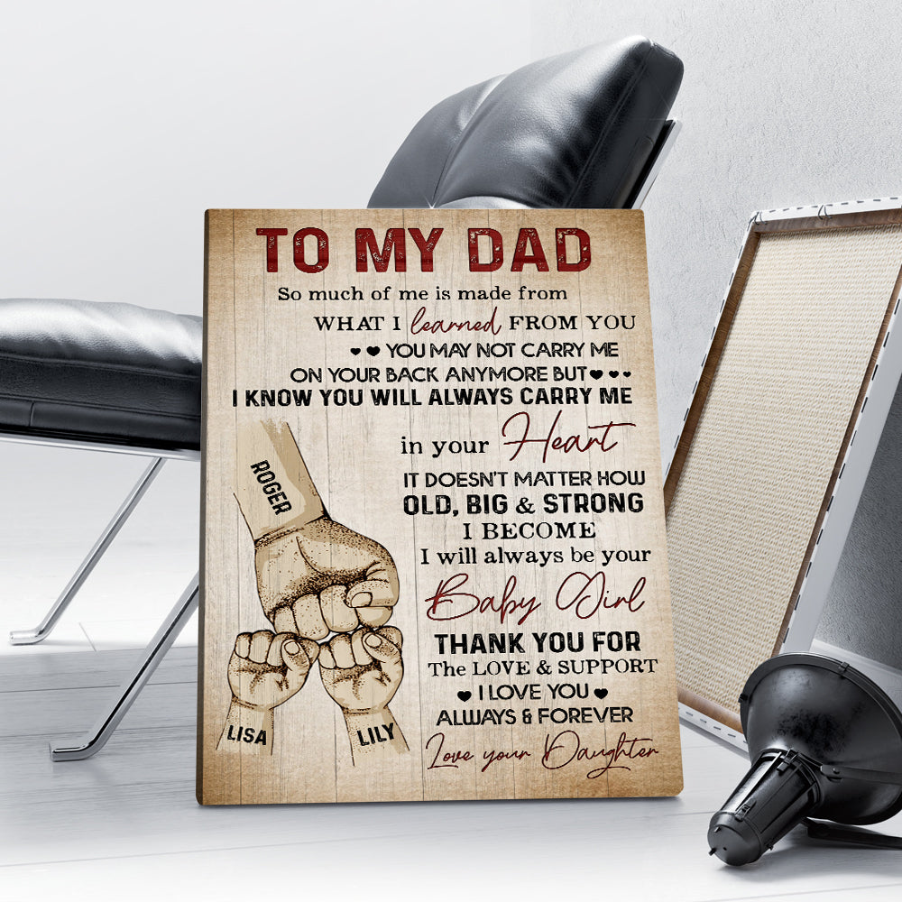 Personalized Fist Bump Dad And Childs Hand To My Dad From Daughter Canvas Prints And Poster