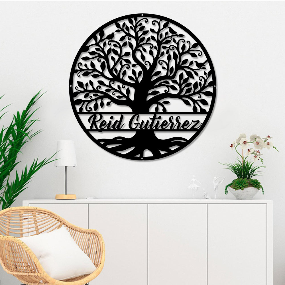 Personalized Family Tree Of Life Cut Metal Sign