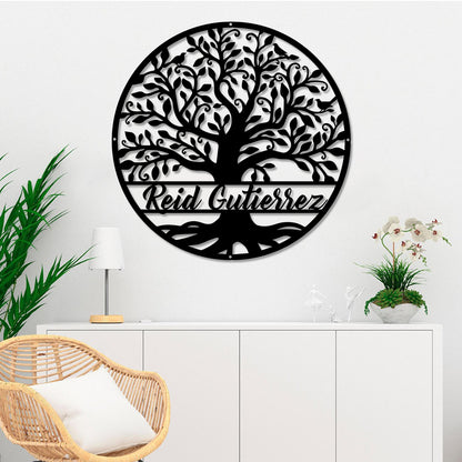 Personalized Family Tree Of Life Cut Metal Sign