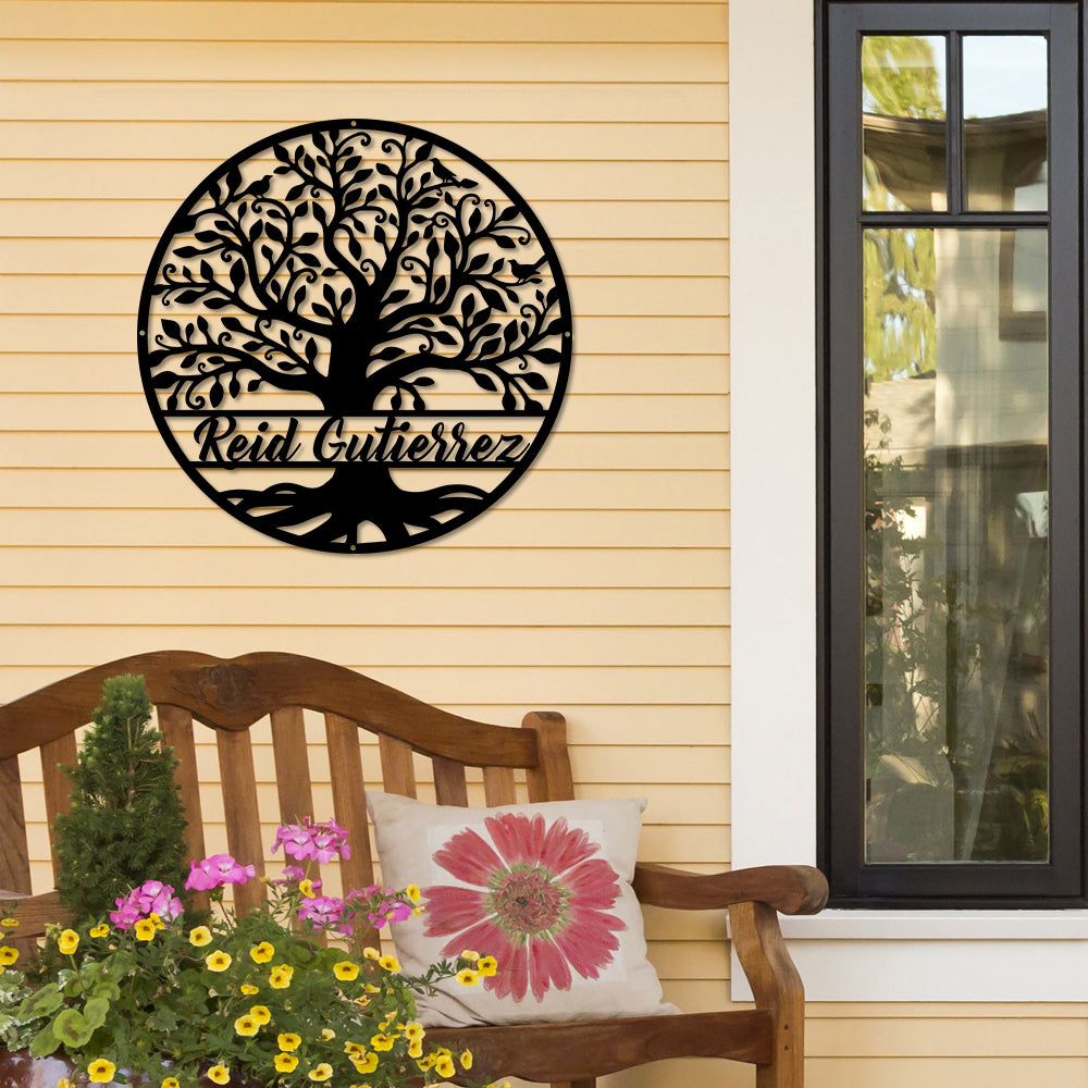 Personalized Family Tree Of Life Cut Metal Sign