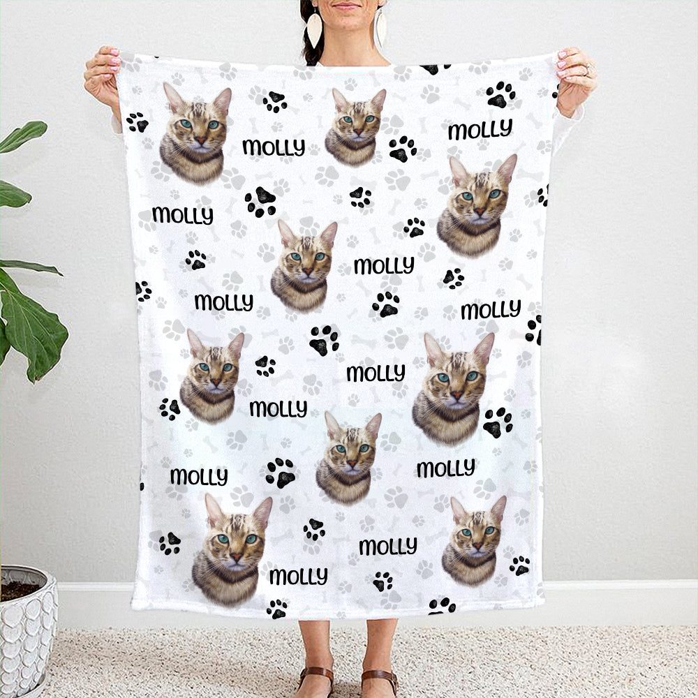 Personalized Custom Photos And Names For Cats And Pets Blanket