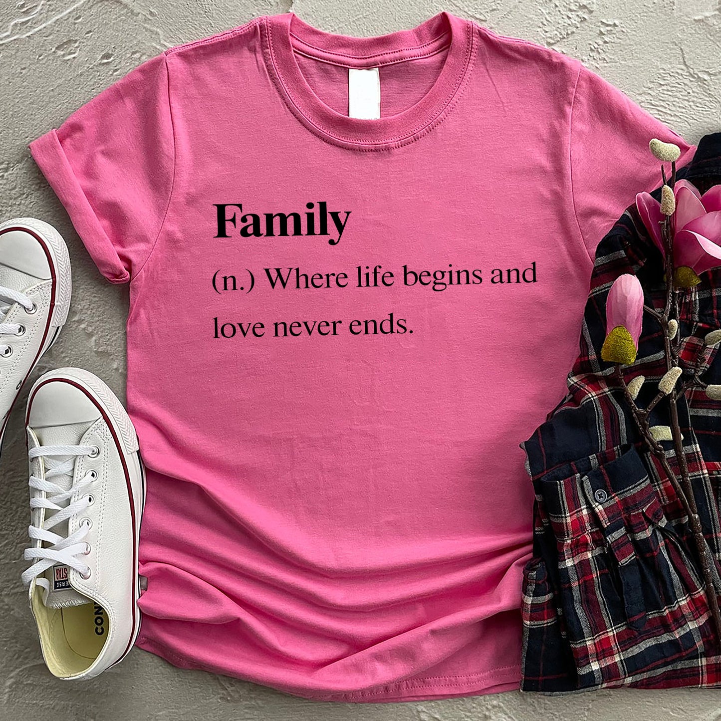 Family Definition T-Shirt Family Where Life Begins And Love Never Ends  Standard T-Shirt