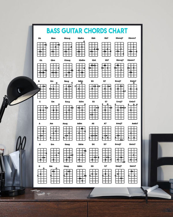 Bass Guitar Chords Chart Standard Poster - Wolfantique