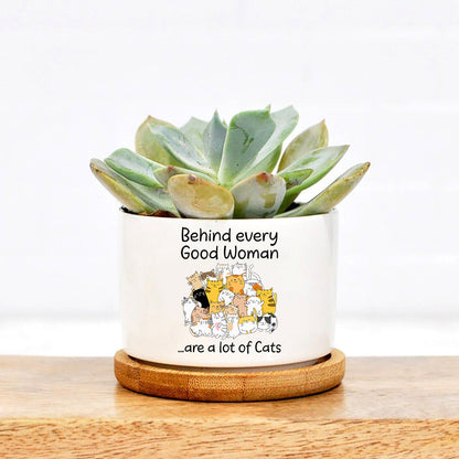 Behind Every Good Woman Are A Lot Of Cats Plant Pot