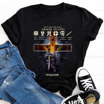 Personalized Man Warrior of God Put On The Full Armor Of God Ephesians 6-10 T-Shirt