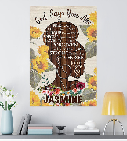 Personalized Black Women Bible God Says You Are Canvas Prints