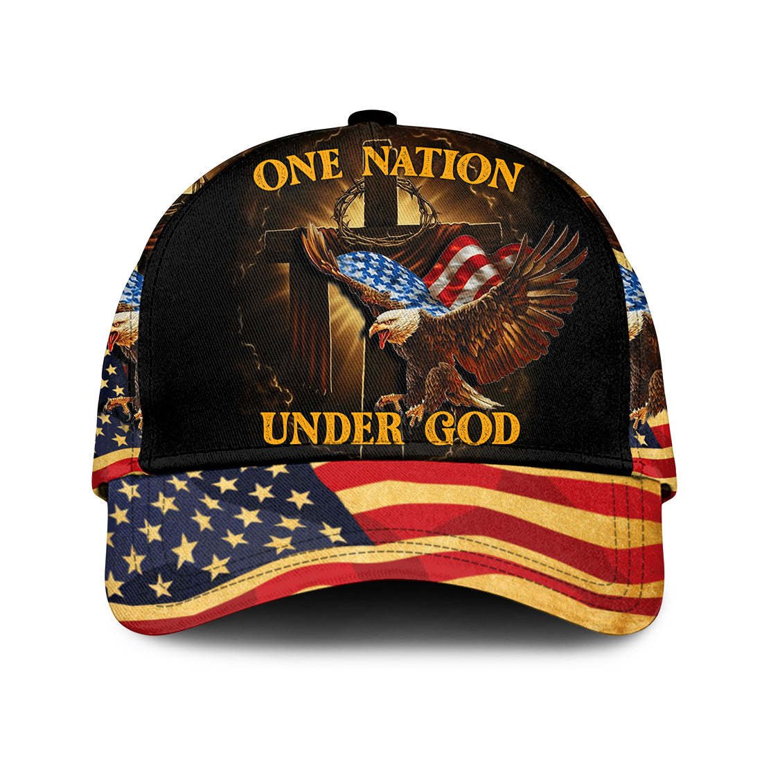 One Nation Under God American Flag Eagle All Over Print Cap