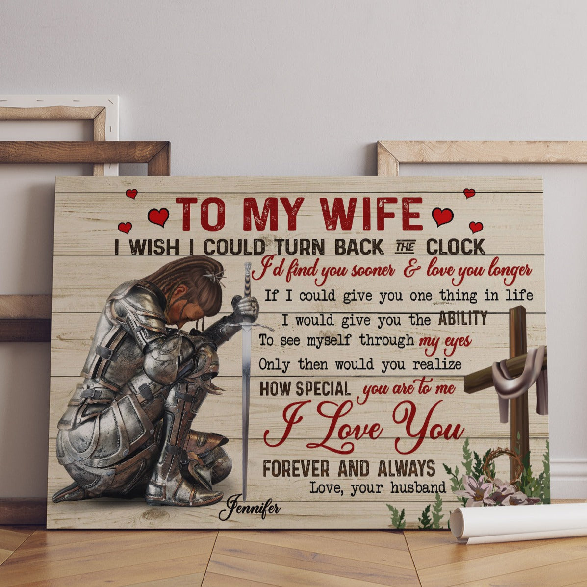 Personalized Woman Warrior Of God To my Wife I Wish I Could Turn Back Canvas