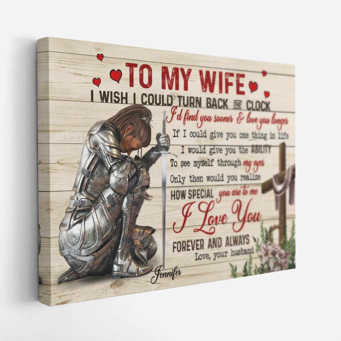 Personalized Woman Warrior Of God To my Wife I Wish I Could Turn Back Canvas