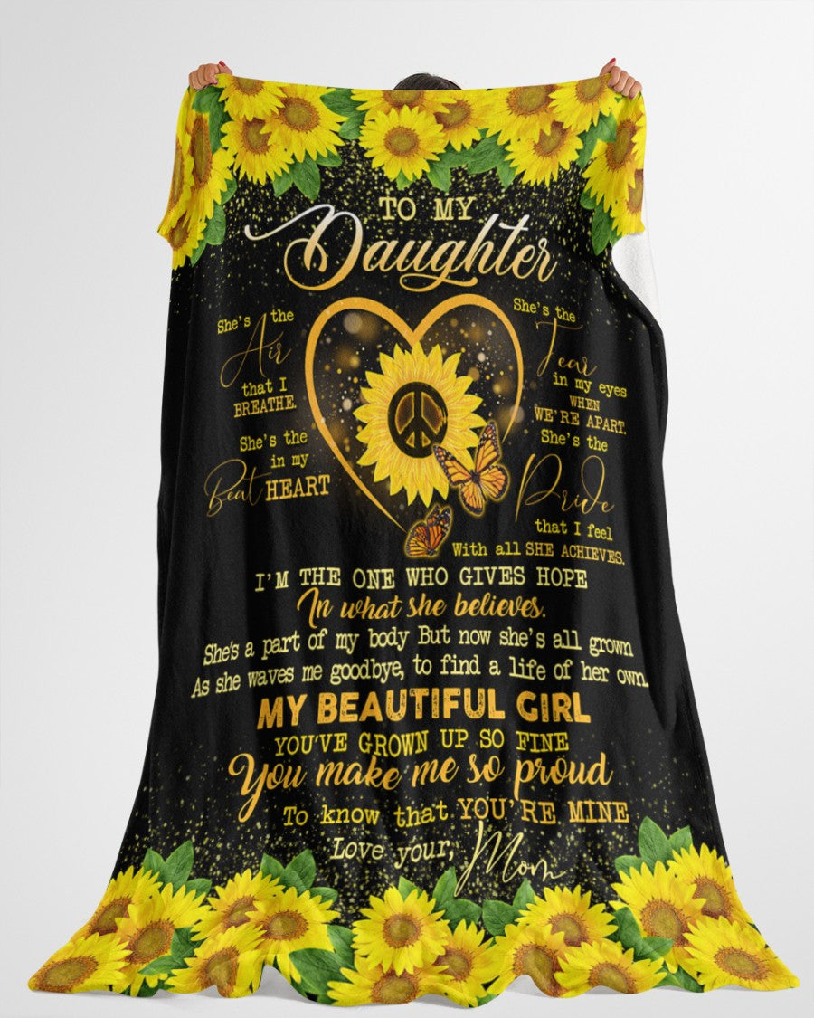 To My Daughter She A Part Of My Body My Beautiful Girl Super Soft Sunflowers Fleece Blanket