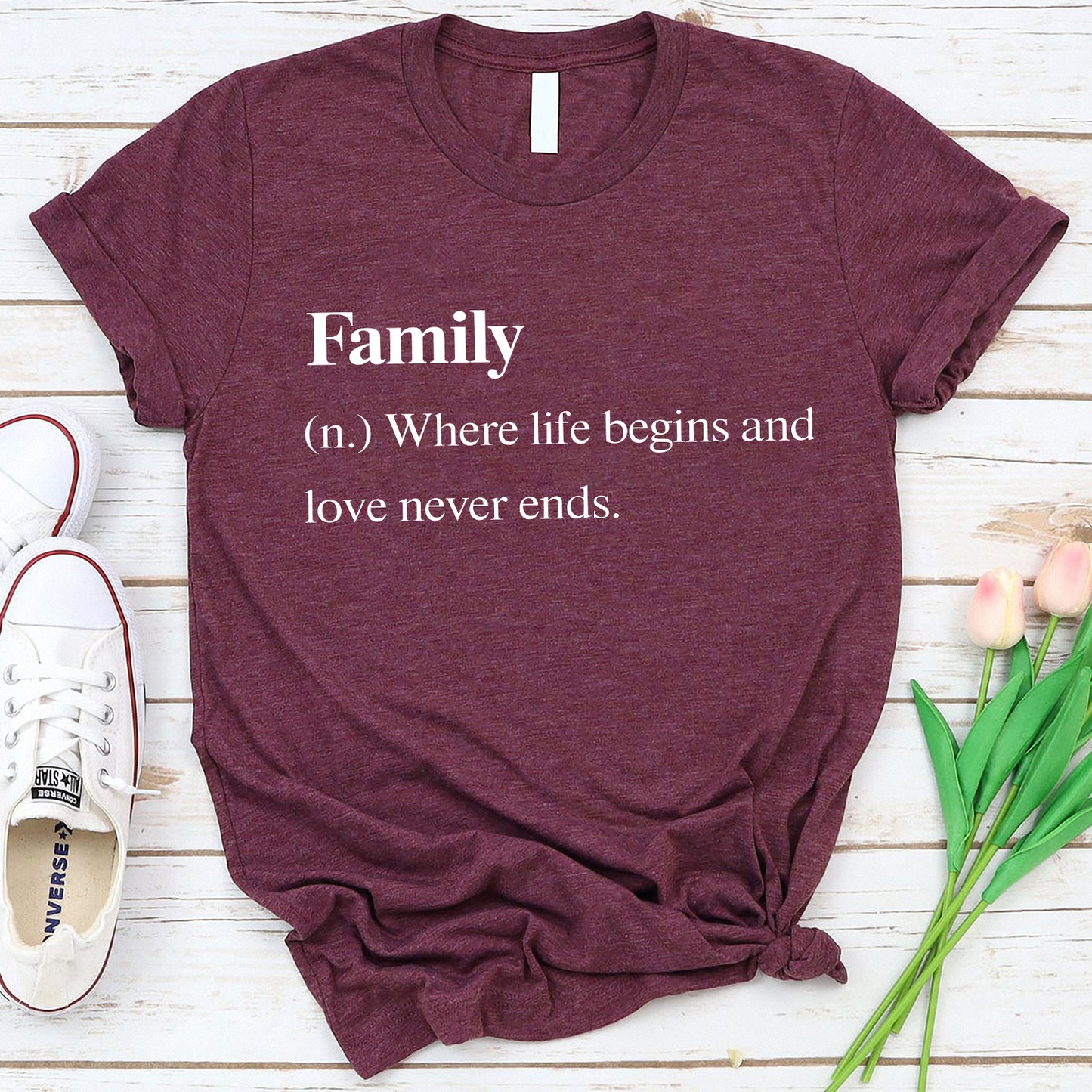 Family Definition T-Shirt Family Where Life Begins And Love Never Ends  Standard T-Shirt