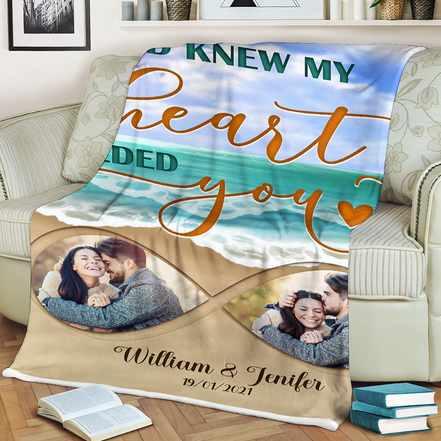 Personalized God Knew My Heart Needed You Custom Photo, Anniversary Gifts  Blanket