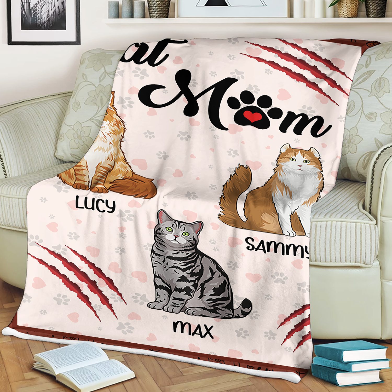 Personalized Custom Cat Blanket, Cat Mom, Gift for Cat Lovers  Blanket