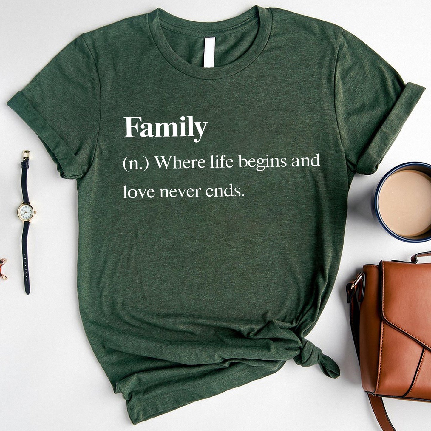 Family Definition T-Shirt Family Where Life Begins And Love Never Ends  Standard T-Shirt