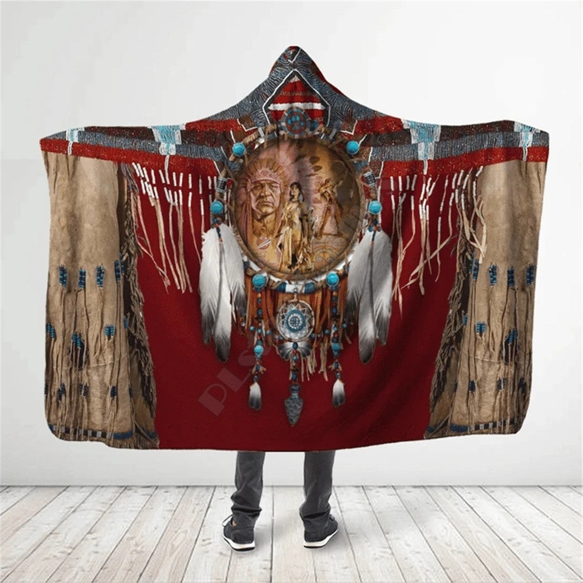 Indian Tribe Native Culture Dreamcatcher Native America 3D All Over Print Cloak- Hooded Blanket