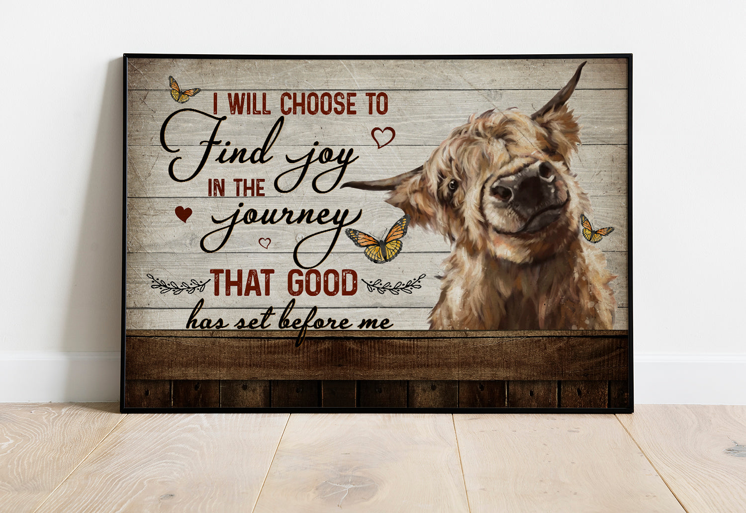 I Will Choose To Find Joy Butterfly Cow Poster