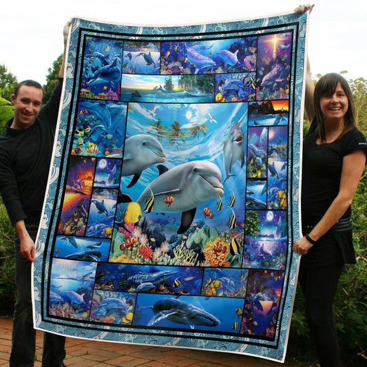 Beautifull Dolphin Art Like Fleece Blanket