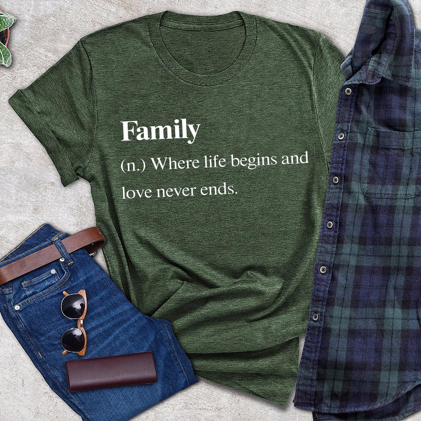 Family Definition T-Shirt Family Where Life Begins And Love Never Ends  Standard T-Shirt