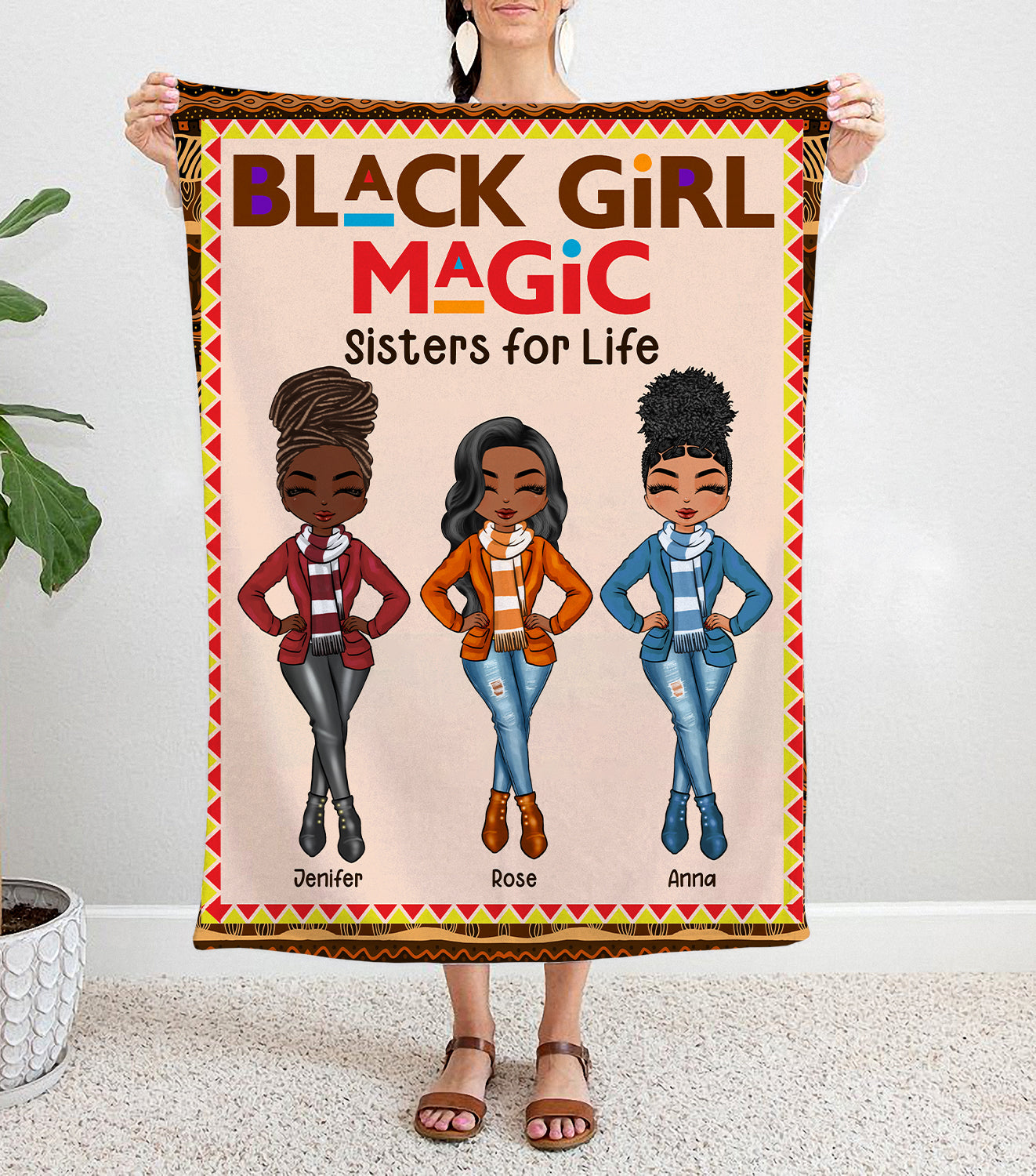 Personalized Black Girl Blanket Black Girl Magic Sister For Life Gift For Sisters