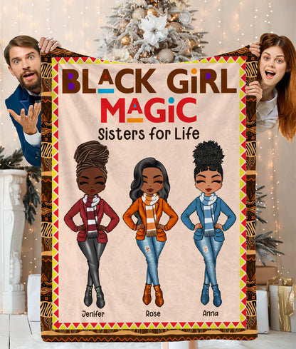 Personalized Black Girl Blanket Black Girl Magic Sister For Life Gift For Sisters