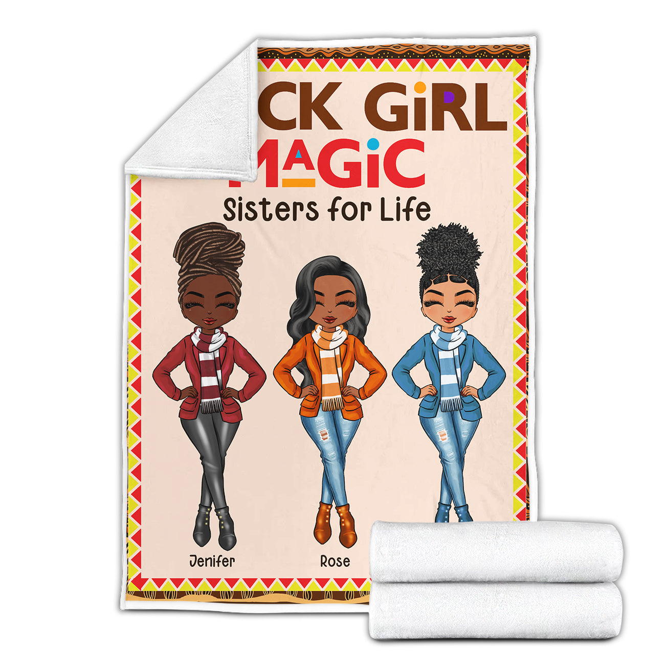 Personalized Black Girl Blanket Black Girl Magic Sister For Life Gift For Sisters