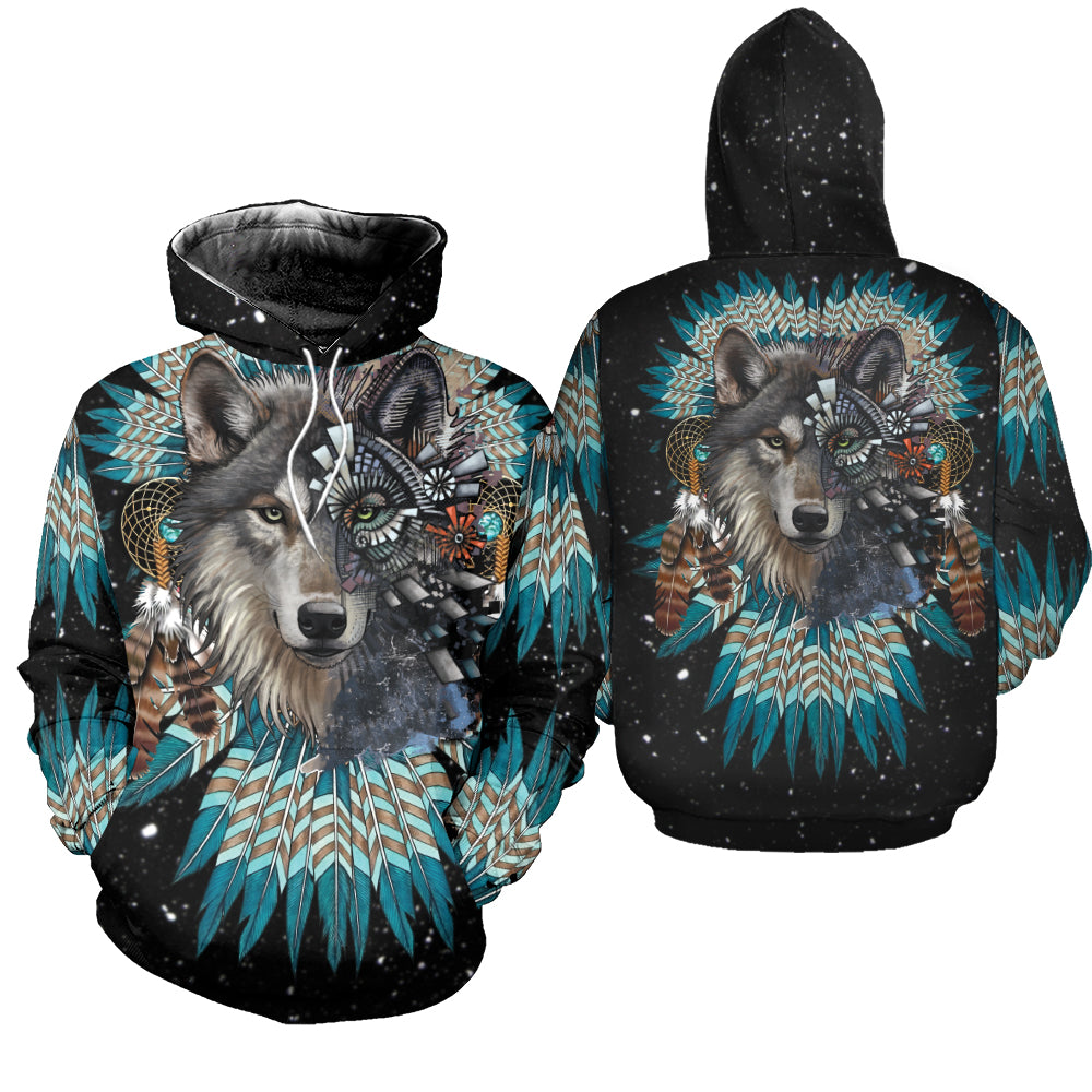 Native Culture Wolf Pattern 3D All Over Print Sweatshirt And Hoodie