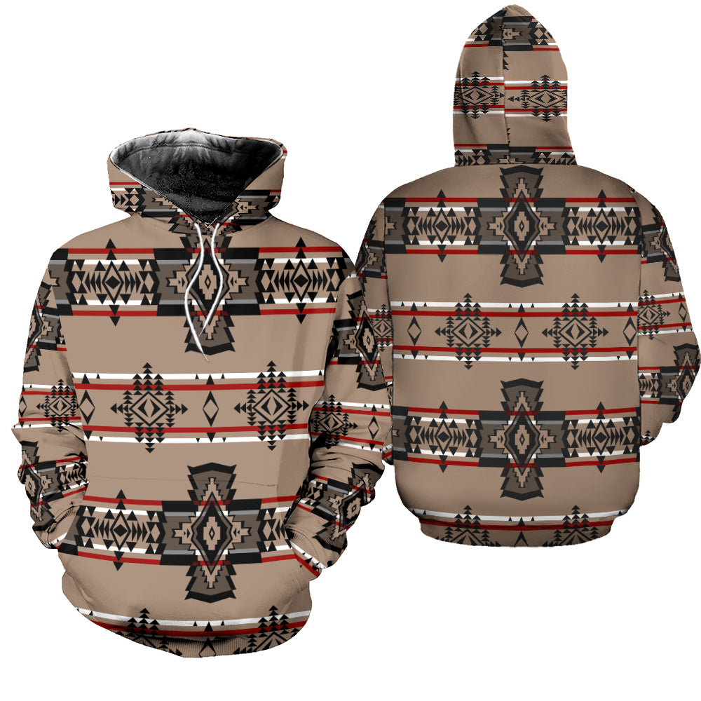 Brown Pattern Culture Native American 3D All Over Print Hoodie and Zip Hoodie
