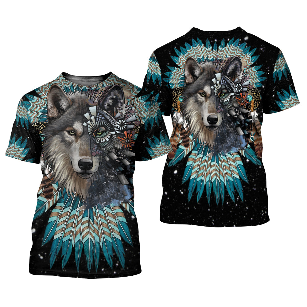 Native Culture Wolf Pattern 3D All Over Print Sweatshirt And Hoodie