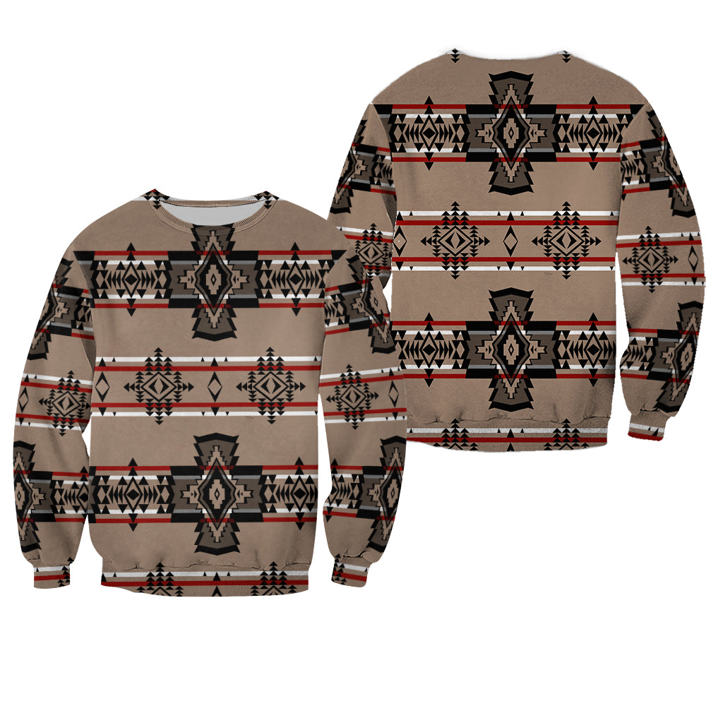 Brown Pattern Culture Native American 3D All Over Print Hoodie and Zip Hoodie