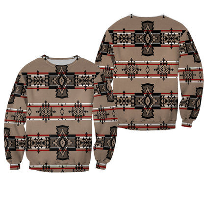 Brown Pattern Culture Native American 3D All Over Print Hoodie and Zip Hoodie