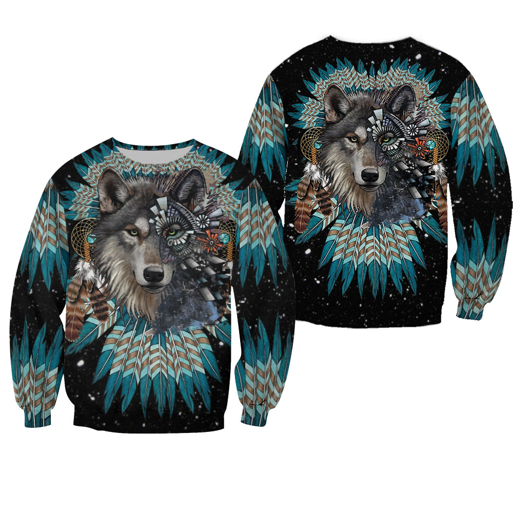 Native Culture Wolf Pattern 3D All Over Print Sweatshirt And Hoodie