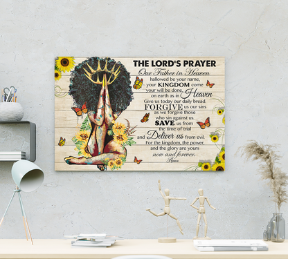 The Lord's Prayer Our Father In Heaven Girls Scripture Prayer God Christian African Black Queen Canvas Prints