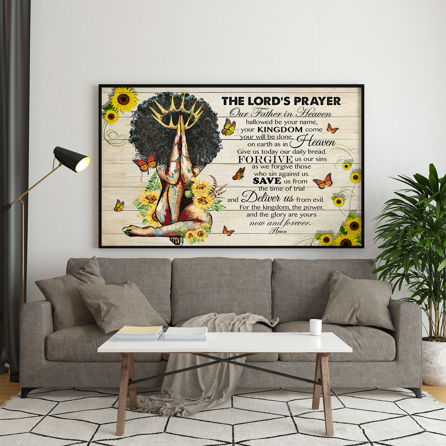 The Lord's Prayer Our Father In Heaven Girls Scripture Prayer God Christian African Black Queen Poster