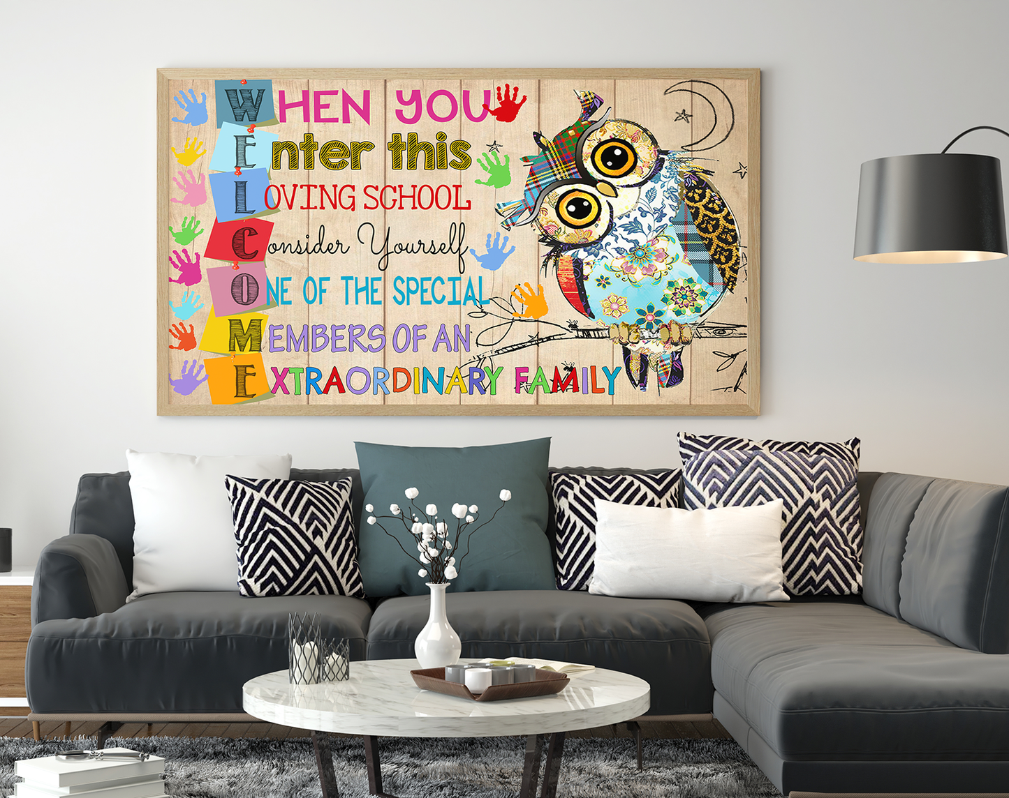 Owl Teacher When You Enter This Loving School  Poster