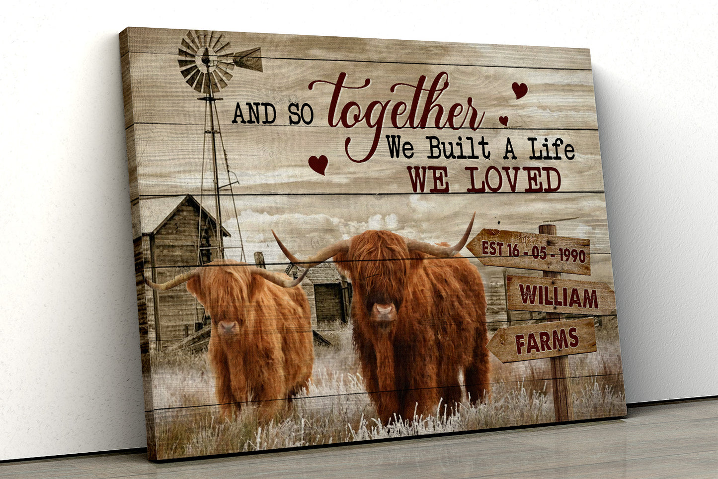 Personalized Farm Cow Canvas And So Together We Built A Life We Loved