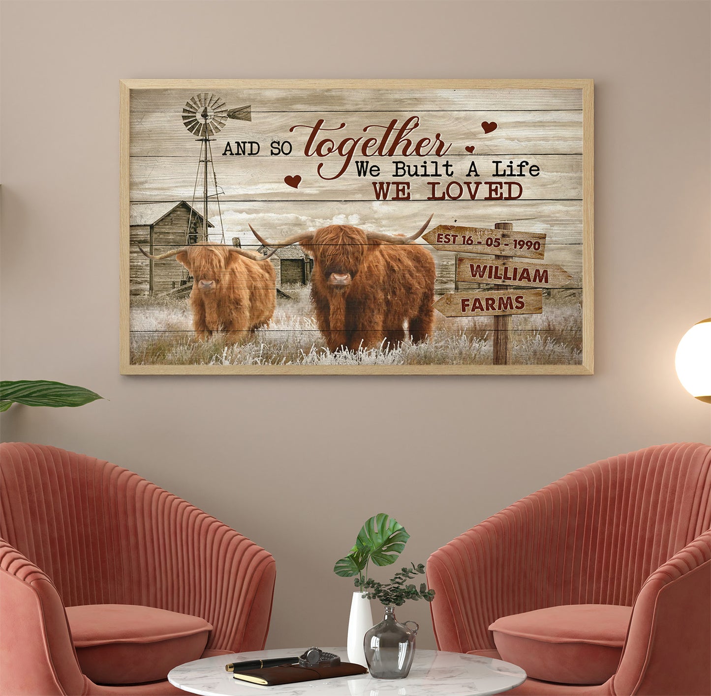 Personalized Farm Cow Poster And So Together We Built A Life We Loved